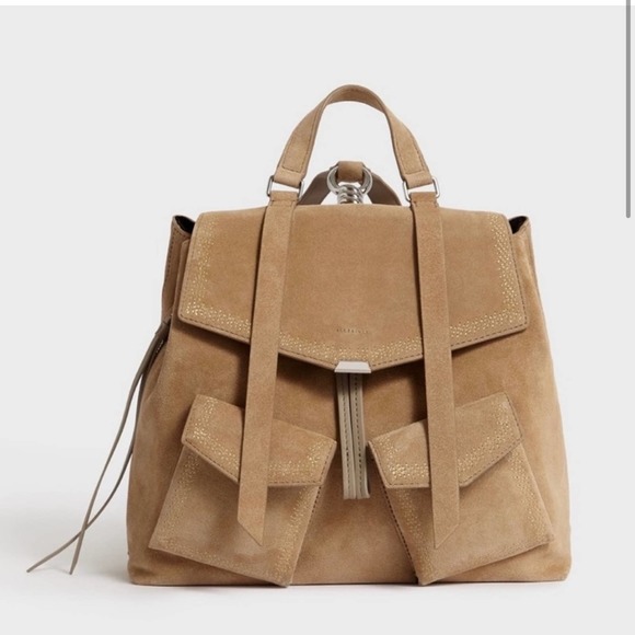 All Saints Handbags - All Saints Ziggy Leather Tan Backpack
